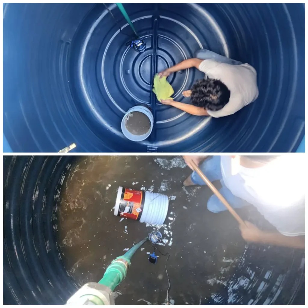 Desinfección segura de depósitos de agua con pastillas de tricloro en playa del carmen