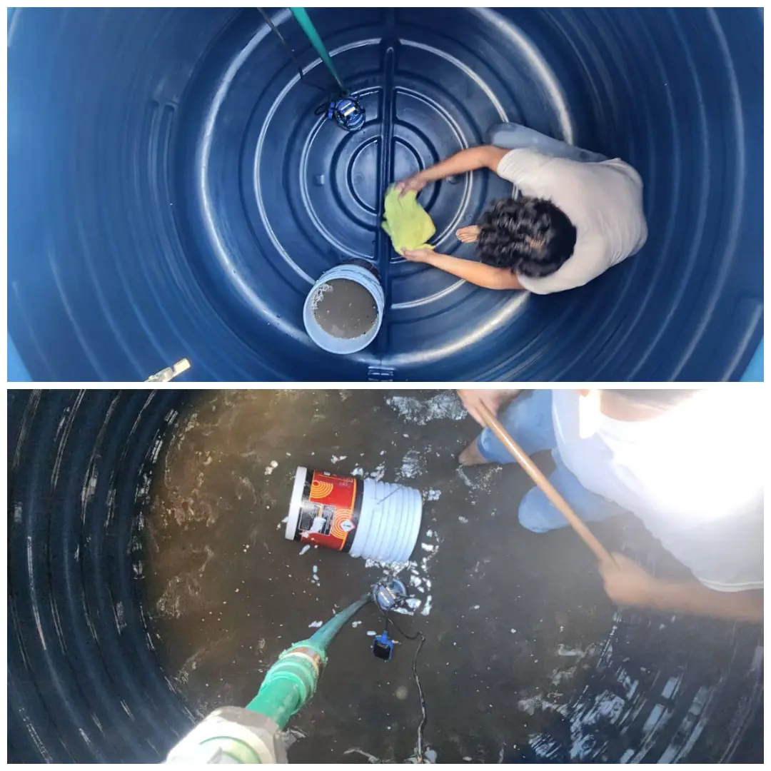 Desinfección segura de depósitos de agua con pastillas de tricloro en playa del carmen
